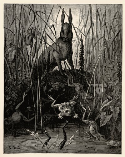 Der Hase und die Frösche von Gustave Dore